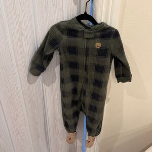 Carters Plaid Green and Black Kids One Piece